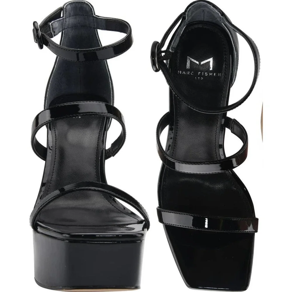 Marc Fisher LTD Frita Platform Sandal Women Black Size 8.5